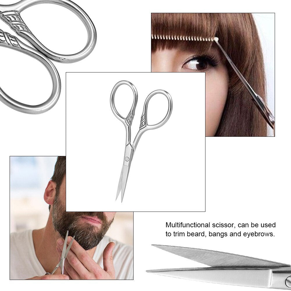 Stainless Steel Beard Scissors - Hairdressing Scissors for Hair, Mustache and Eyebrows
