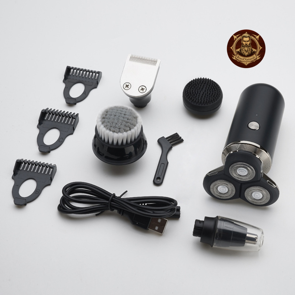 Rasoir Rechargeable au Lithium – 3 Lames Rotatives, Étanche et Lavable