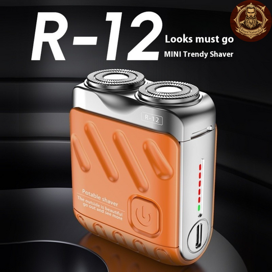 Portable Double Ring Rotating Electric Shaver for Men - Mini Pocket Rechargeable Travel Razor with Floating Magnetic Blade